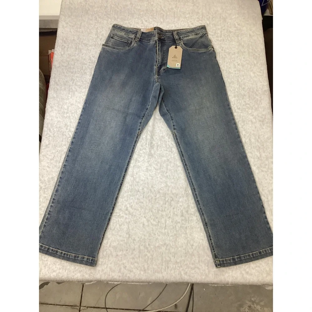 Prana Axiom Straight Leg Mens Jeans 34x30 Antique Stone Wash Organic Denim NWT
